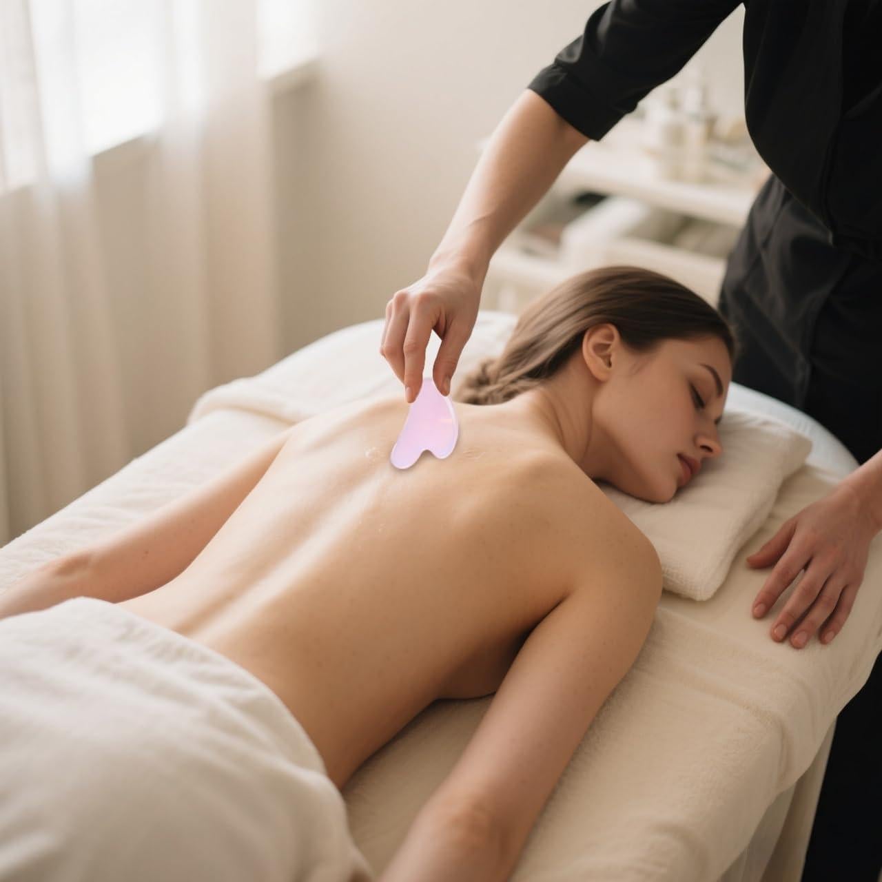 Juego de Rodillo de Jade y Gua Sha 99pine - Cuidado Facial Rosa