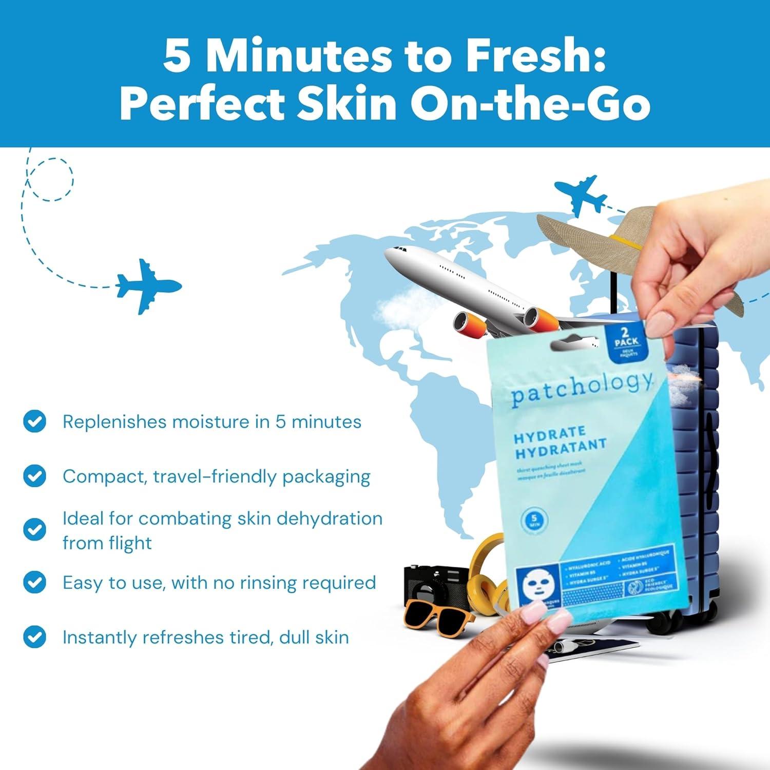 Mascarilla Facial de Tela Patchology Hydrate - Hialurónico 2 Unidades