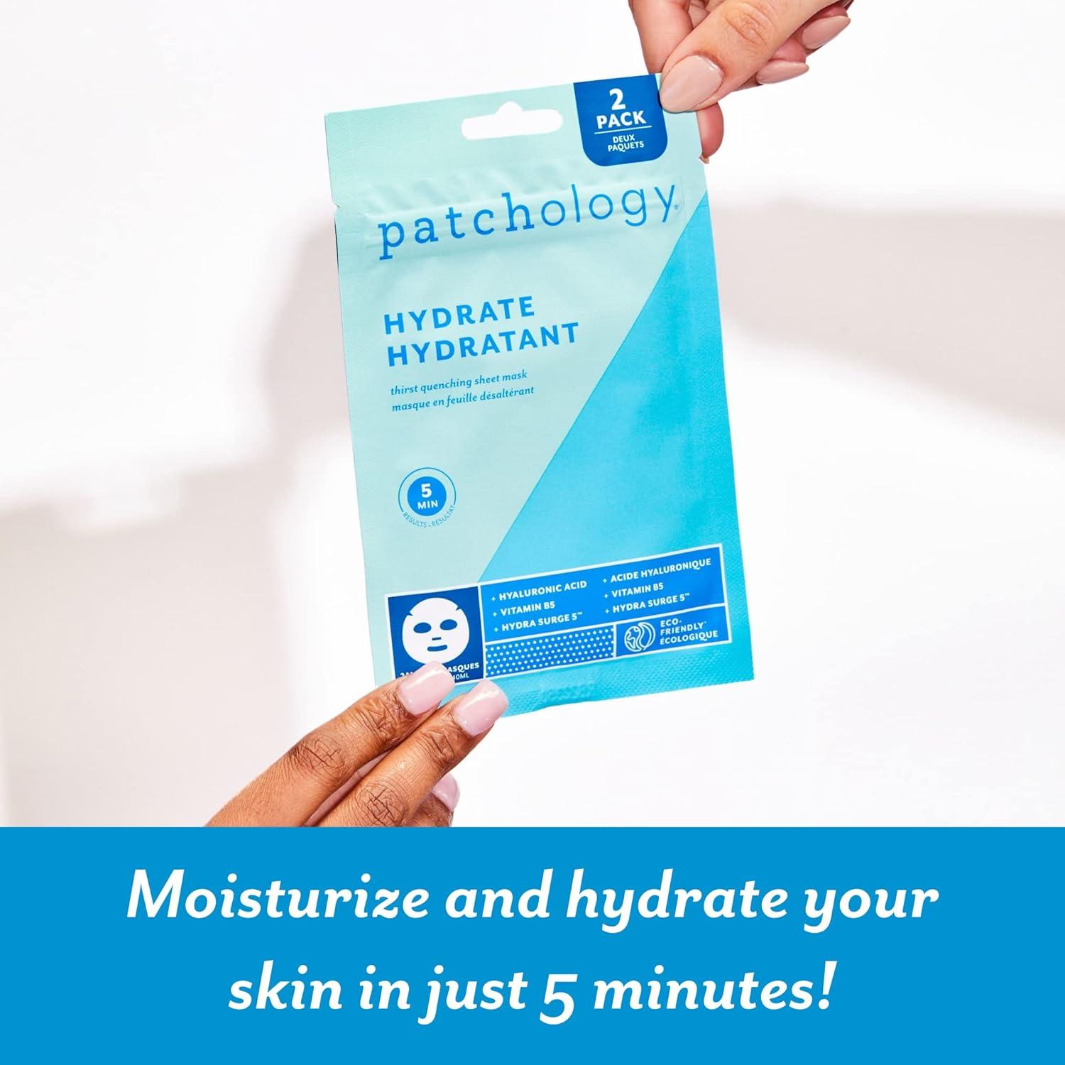 Mascarilla Facial de Tela Patchology Hydrate - Hialurónico 2 Unidades