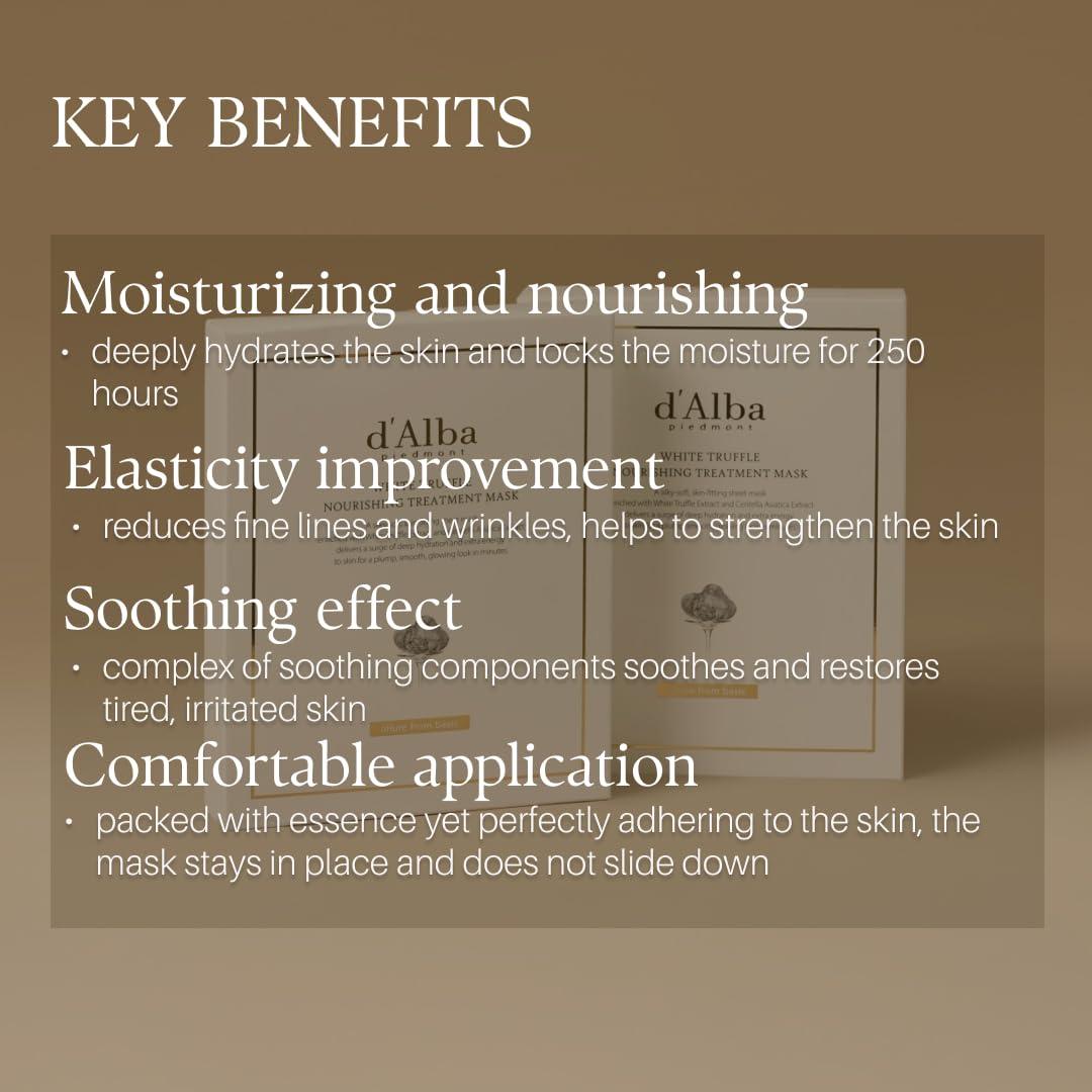 Máscara Nutritiva Vegana d'Alba Piedmont 5 Piezas - Hidratación Profunda