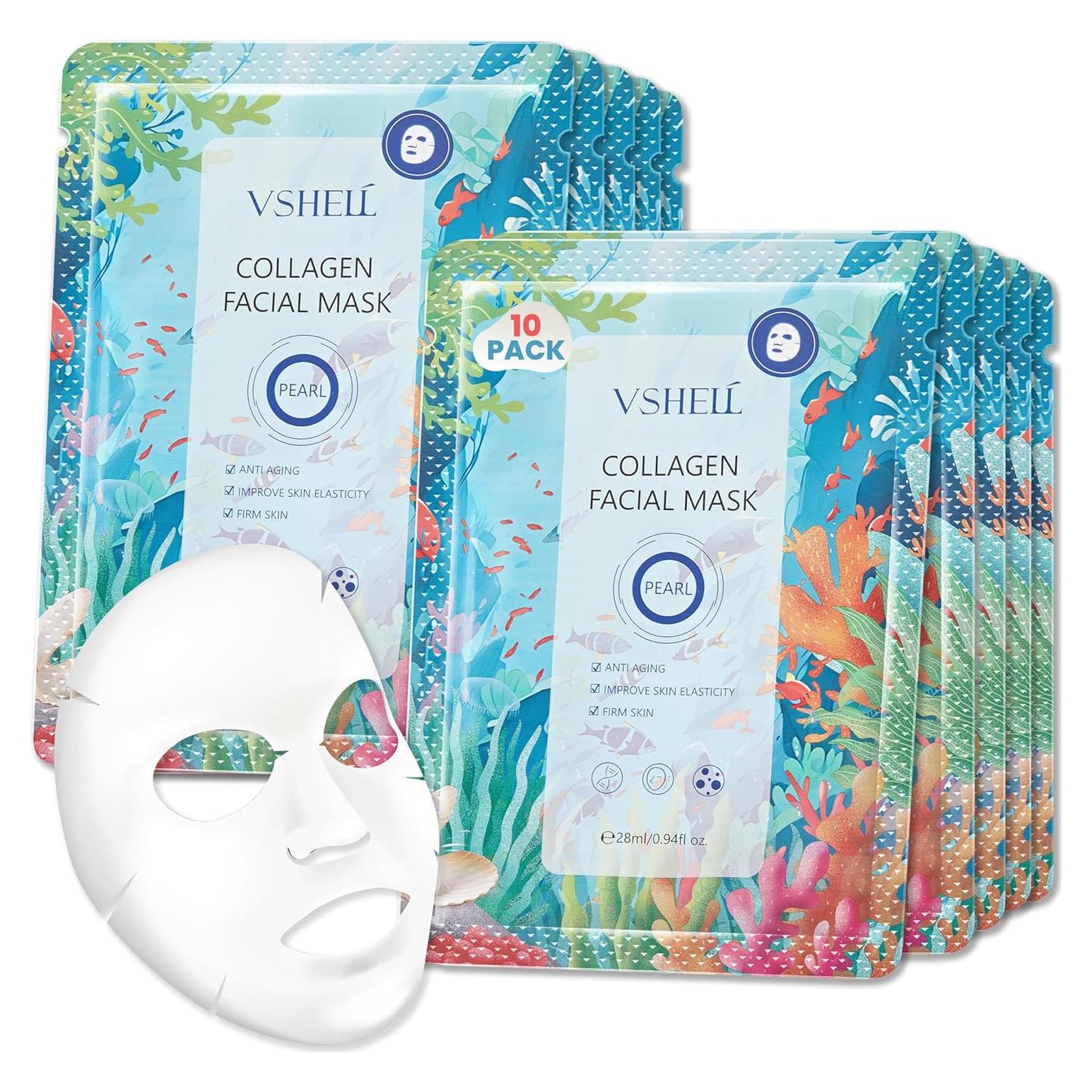 Mascarilla Facial de Colágeno VSHELL - Set de 10 Unidades