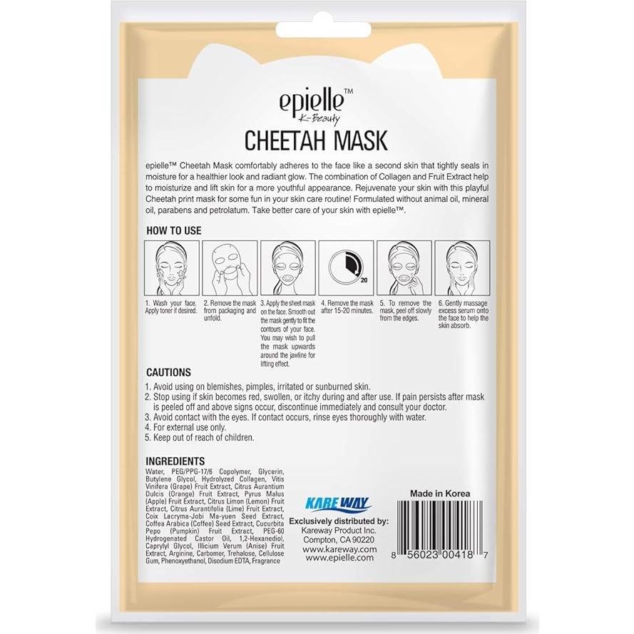 Máscaras Faciales Hidratantes Epielle Cheetah - Paquete de 6