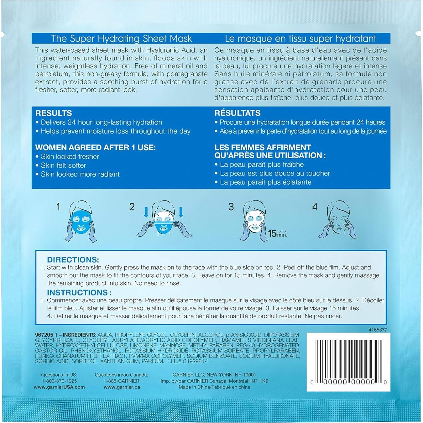 Mascarilla de Tela Hidratante Garnier SkinActive 30g