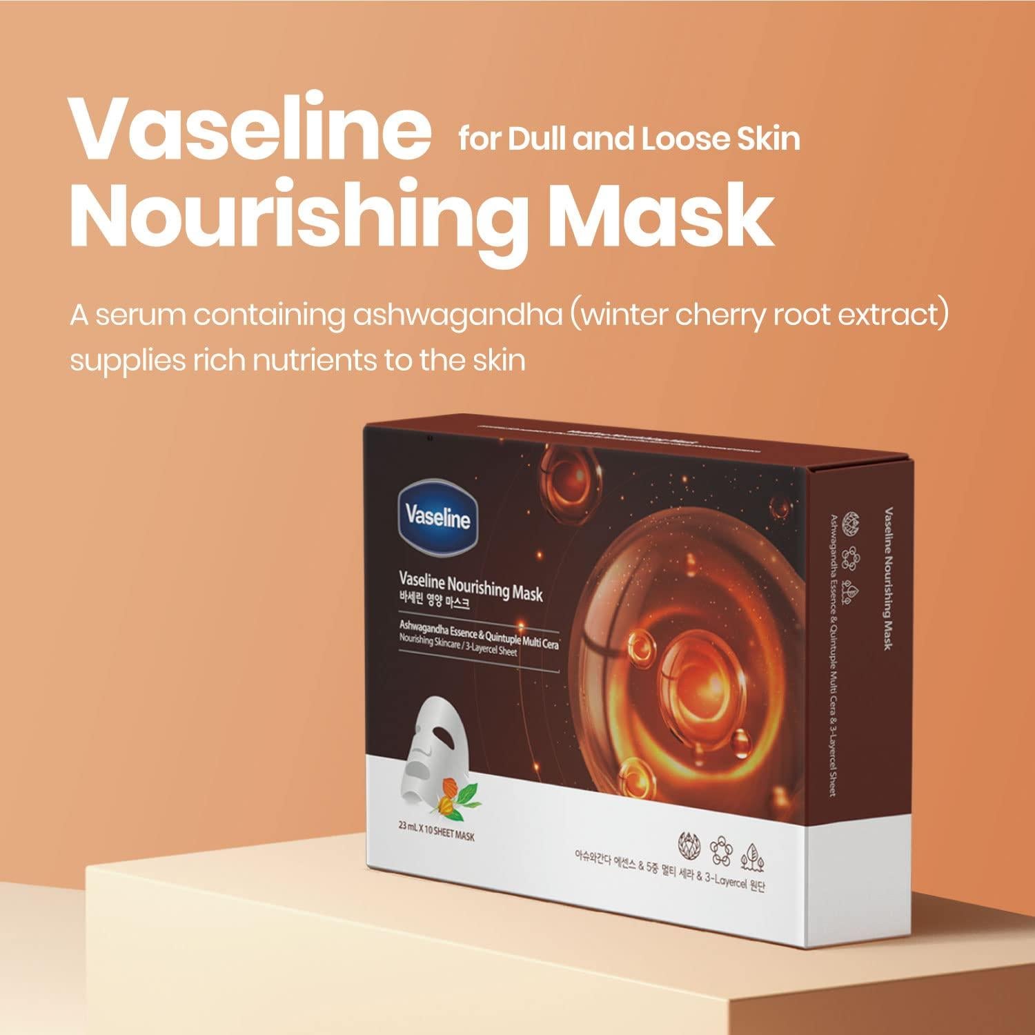 Mascarilla Facial Hidratante Vaseline Nutritiva 10 Unidades