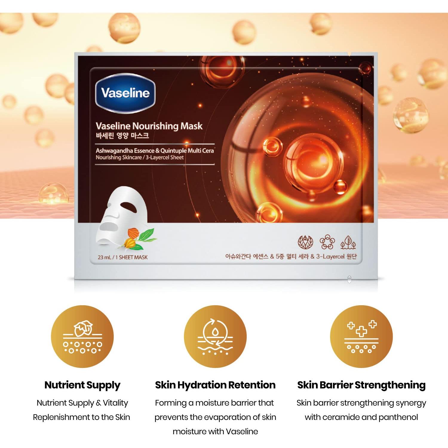 Mascarilla Facial Hidratante Vaseline Nutritiva 10 Unidades