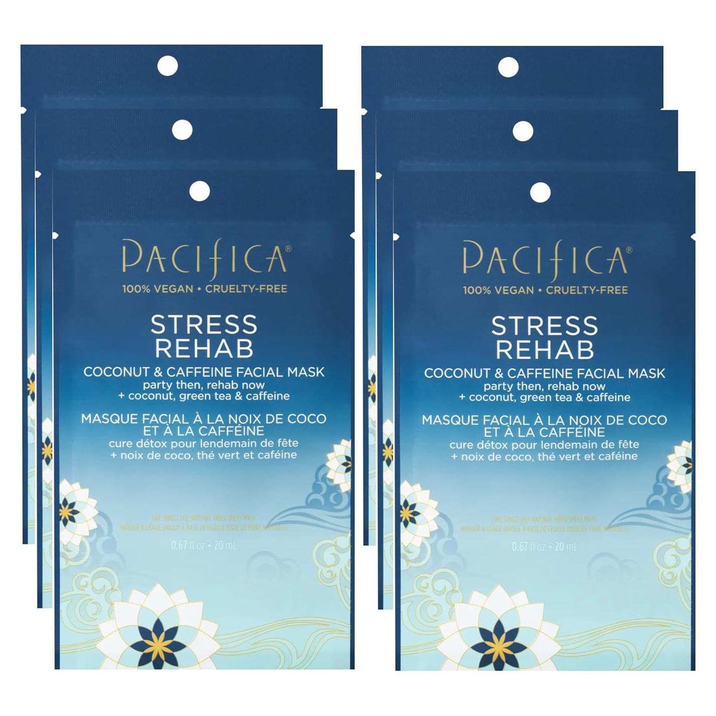 Mascarilla de Hoja Pacifica - Rehabilitación del Estrés con Coco y Cafeína - Paquete de 6