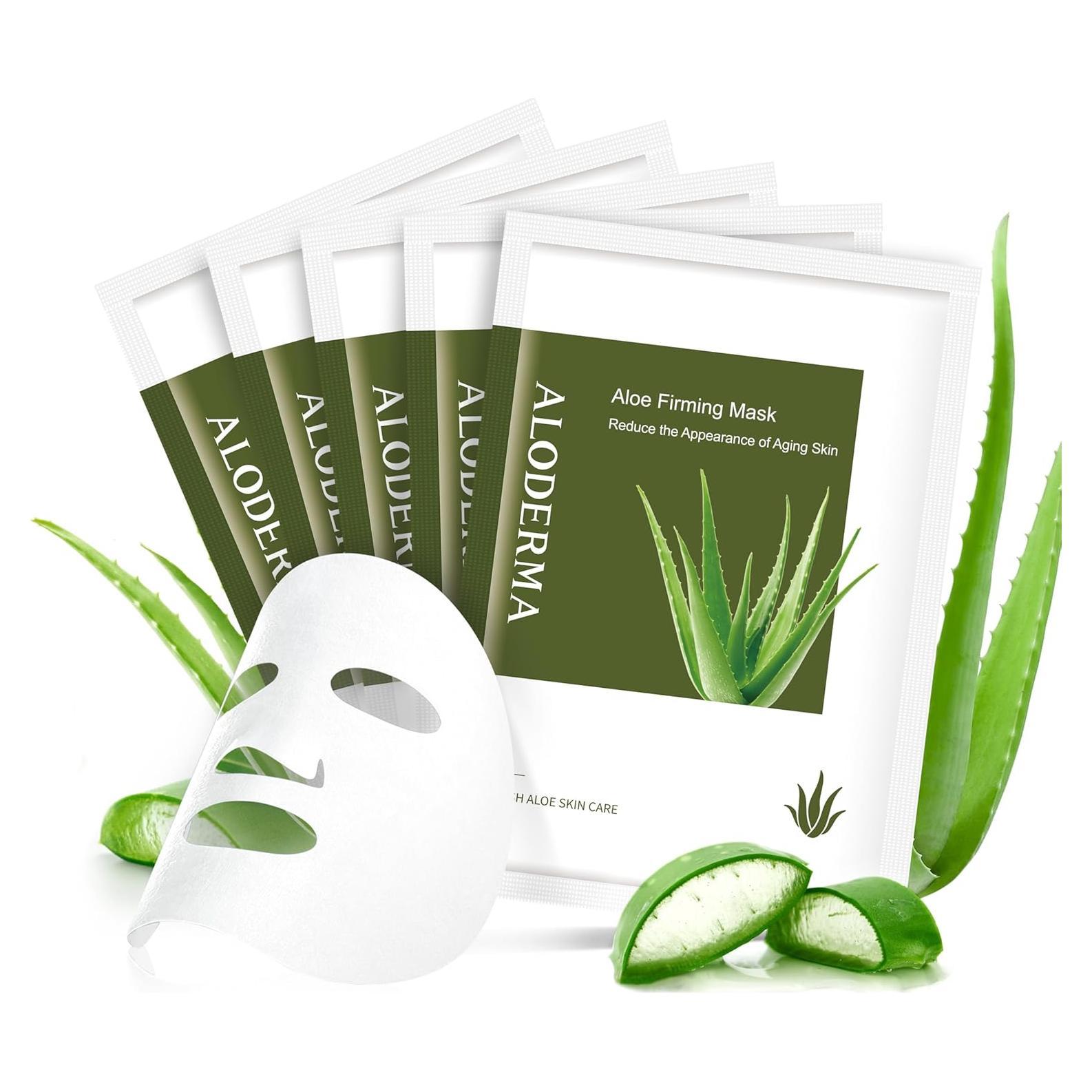 Mascarillas Faciales Reafirmantes Aloderma 5 pcs con Aloe Vera