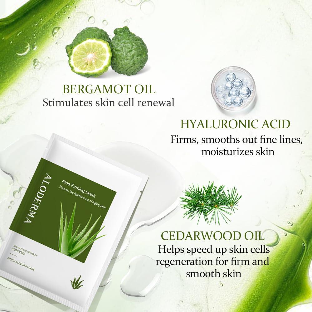 Mascarillas Faciales Reafirmantes Aloderma 5 pcs con Aloe Vera