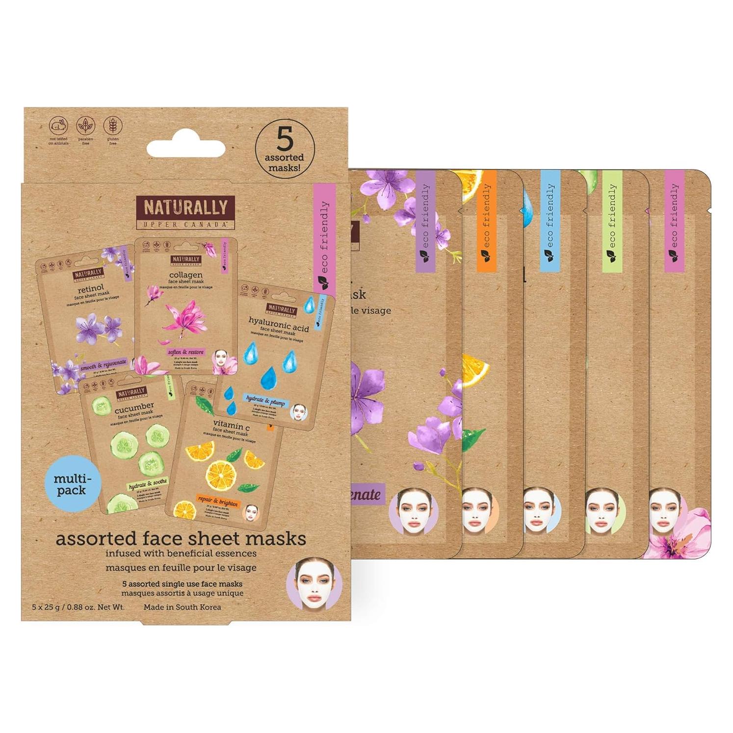 Paquete de 5 Mascarillas Faciales Naturalmente Infundidas