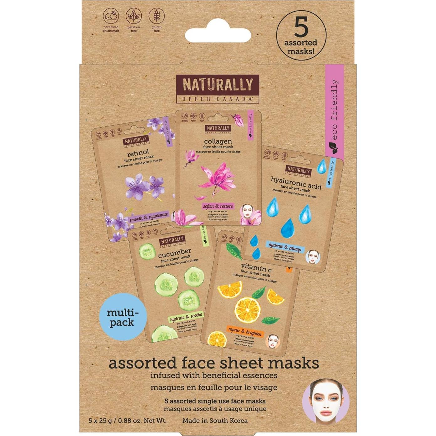 Paquete de 5 Mascarillas Faciales Naturalmente Infundidas