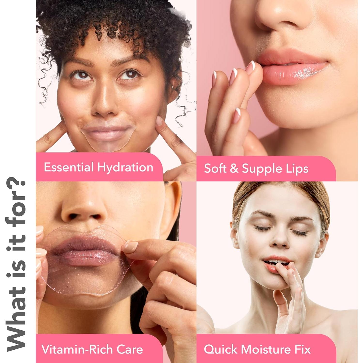 Mascarilla de Gel para Labios Patchology - Hidratante con Ácido Hialurónico y Fresa - 5 Unidades