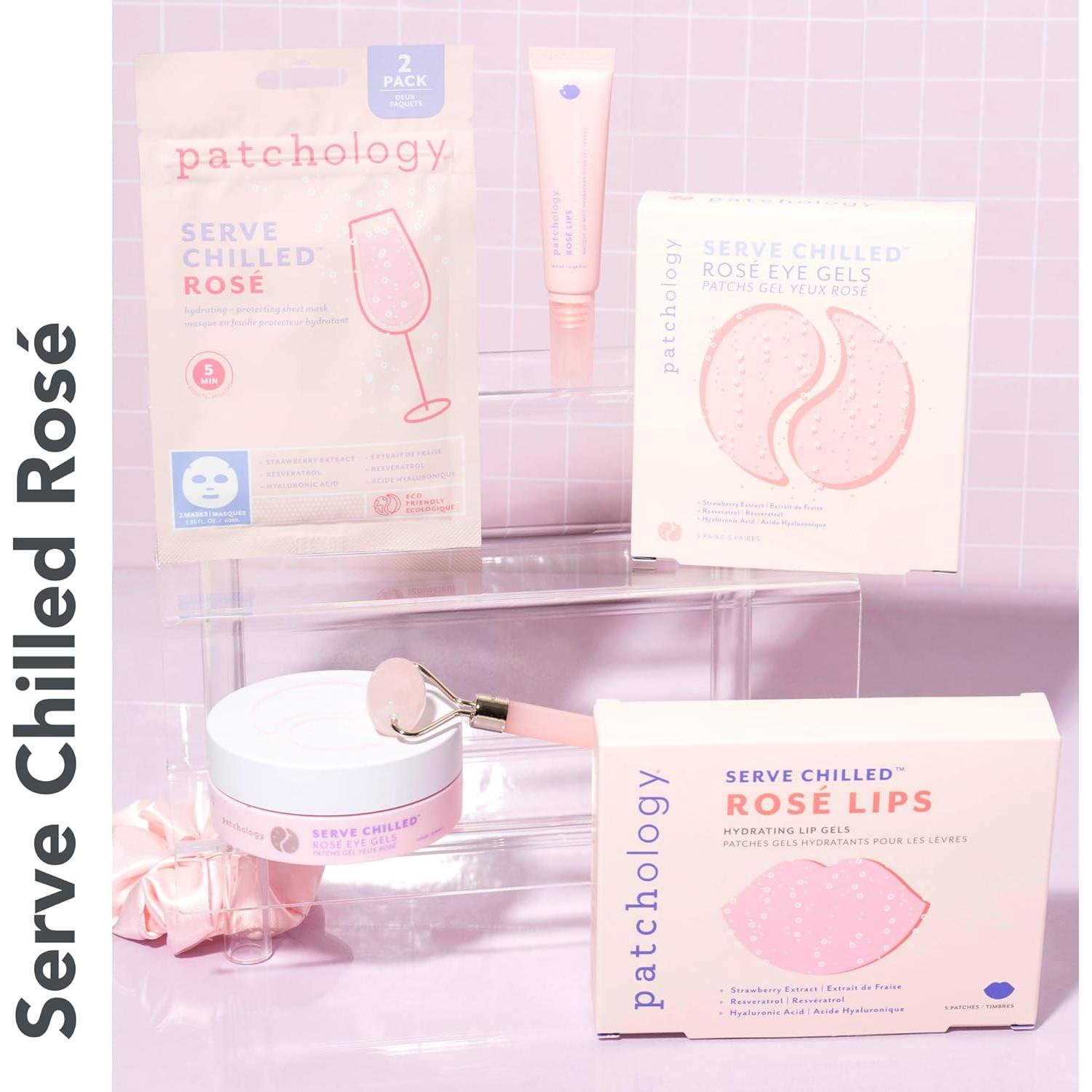 Mascarilla de Gel para Labios Patchology - Hidratante con Ácido Hialurónico y Fresa - 5 Unidades