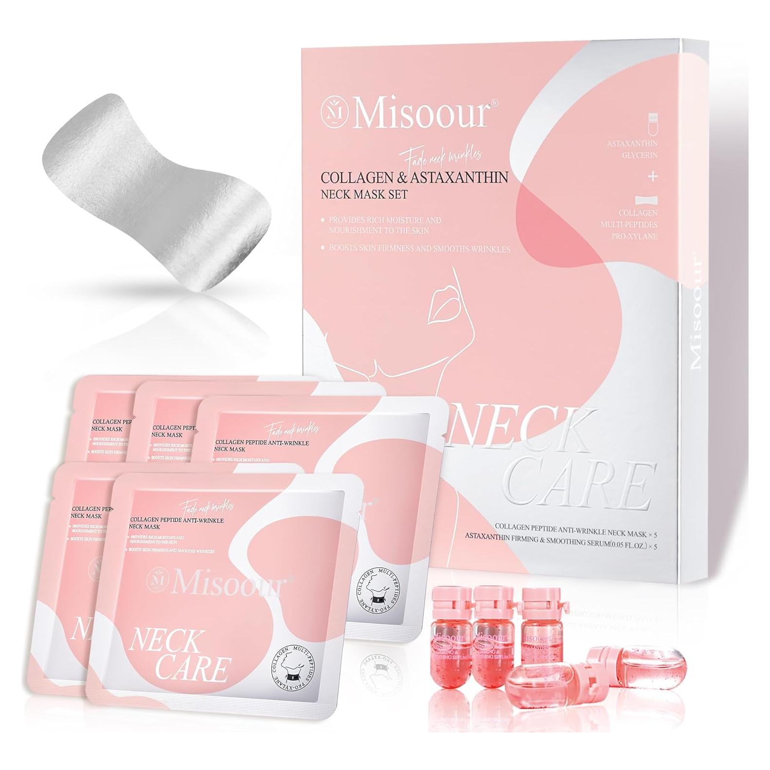 Mascarilla Reafirmante para Cuello Misoour con Colágeno y Astaxantina - Set de 5