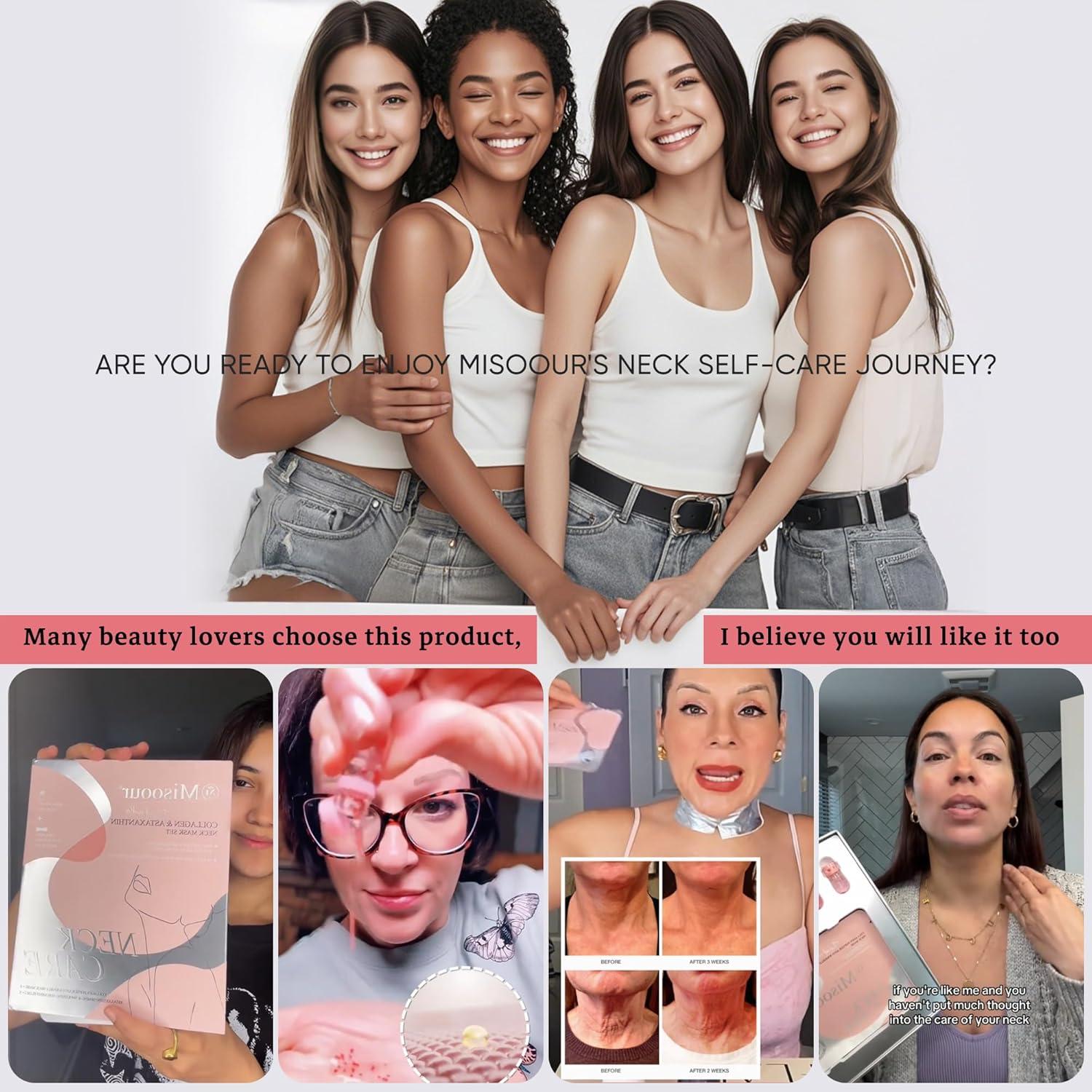 Mascarilla Reafirmante para Cuello Misoour con Colágeno y Astaxantina - Set de 5