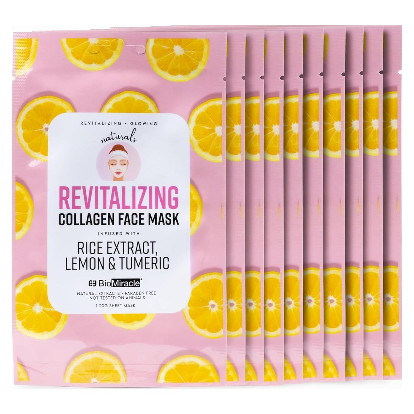 Máscara Facial de Colágeno BioMiracle con Extractos Naturales - 10 Hojas