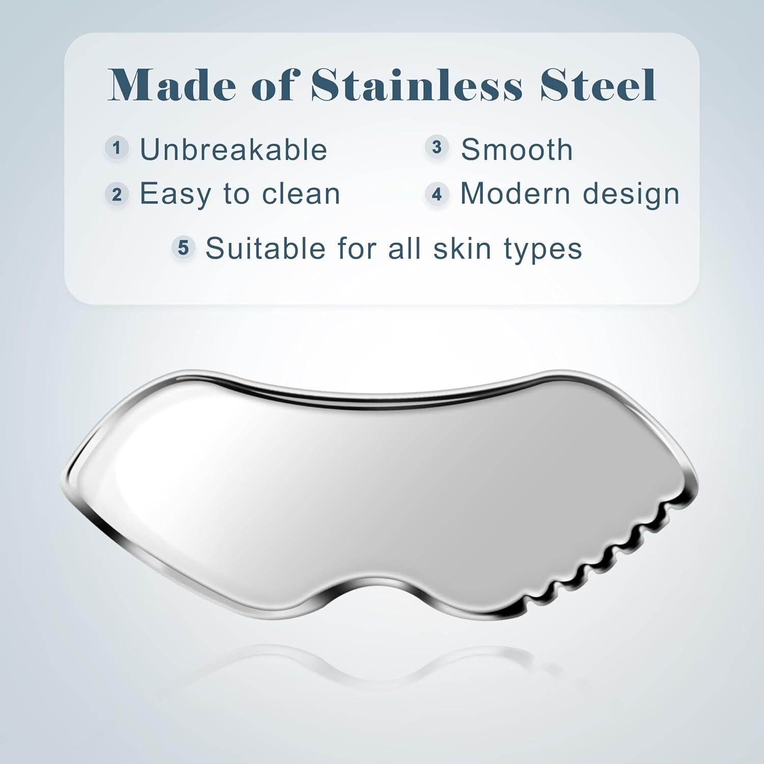 Herramienta Gua Sha Acero Inoxidable MoHern 2 Pcs Masaje Facial