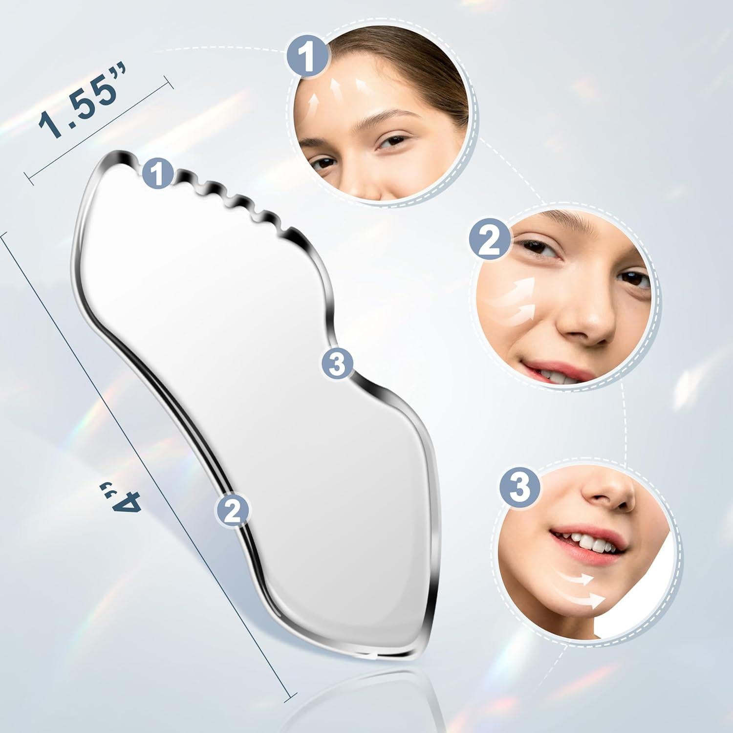 Herramienta Gua Sha Acero Inoxidable MoHern 2 Pcs Masaje Facial