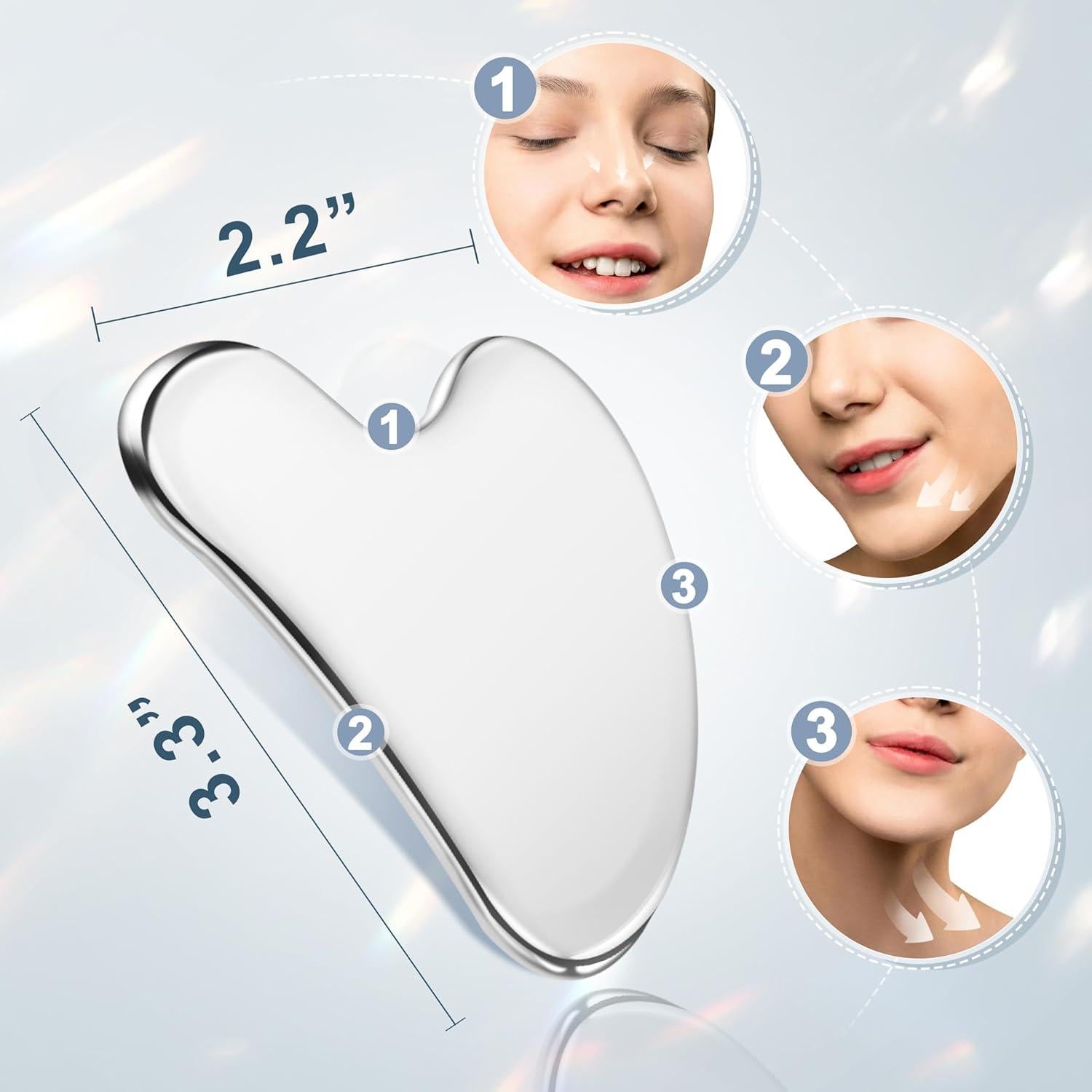 Herramienta Gua Sha Acero Inoxidable MoHern 2 Pcs Masaje Facial