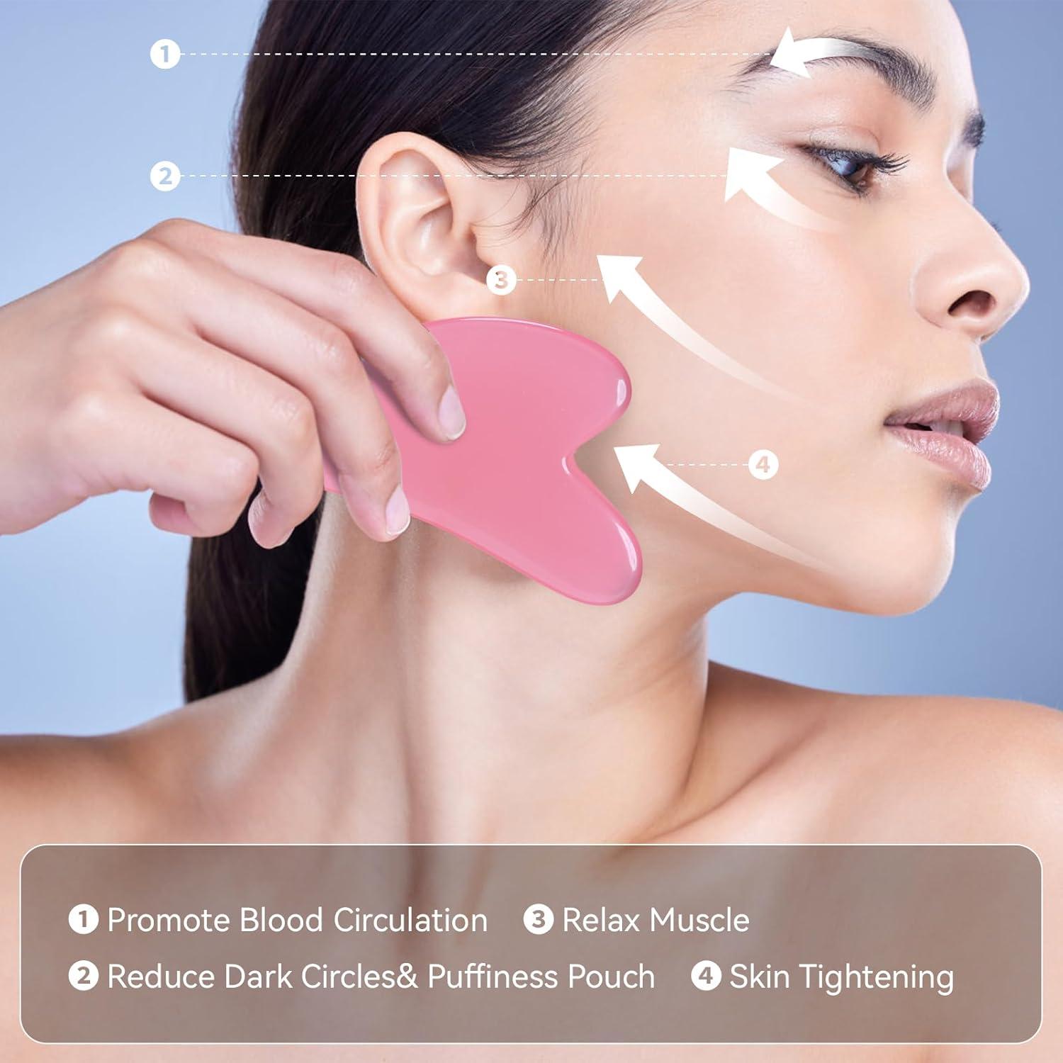 Herramienta Gua Sha de Resina Rosa para Masaje Corporal