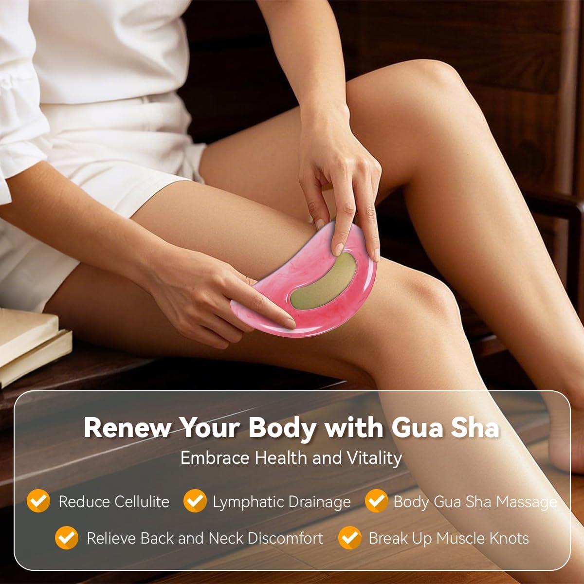 Herramienta Gua Sha de Resina Rosa para Masaje Corporal