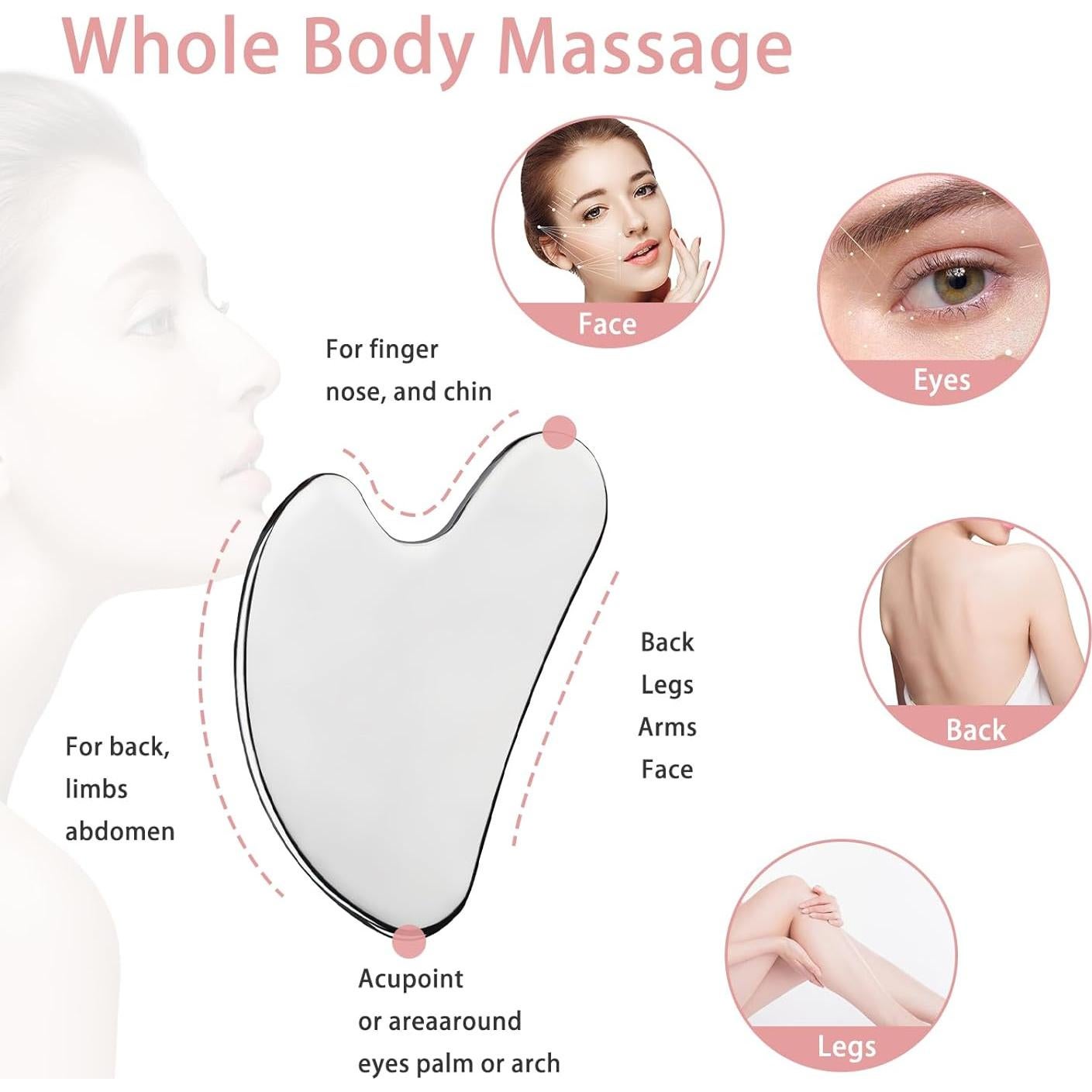 Herramienta Guasha Facial YOLCAR de Acero Inoxidable 8.64cm