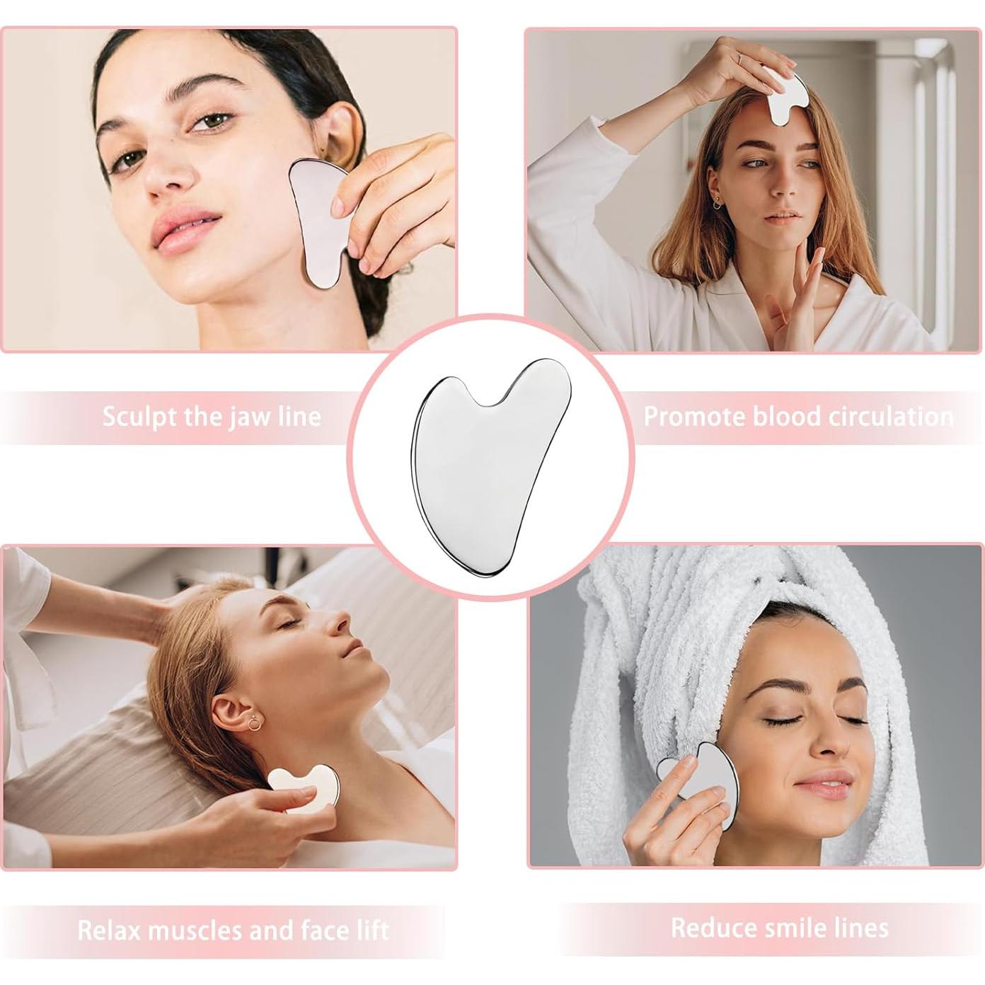 Herramienta Guasha Facial YOLCAR de Acero Inoxidable 8.64cm