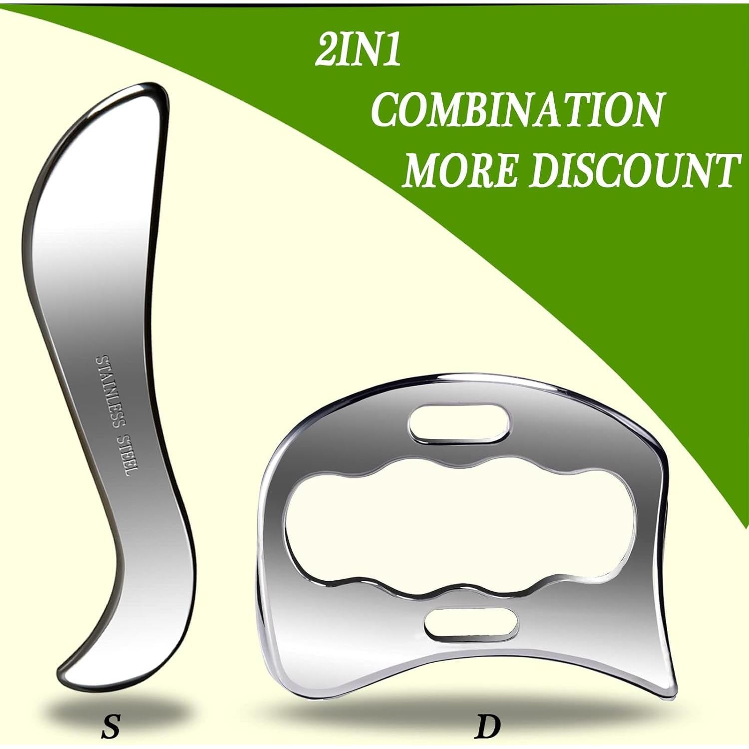 Juego de Herramientas Gua Sha BYYDDIY Acero Inoxidable 2 en 1