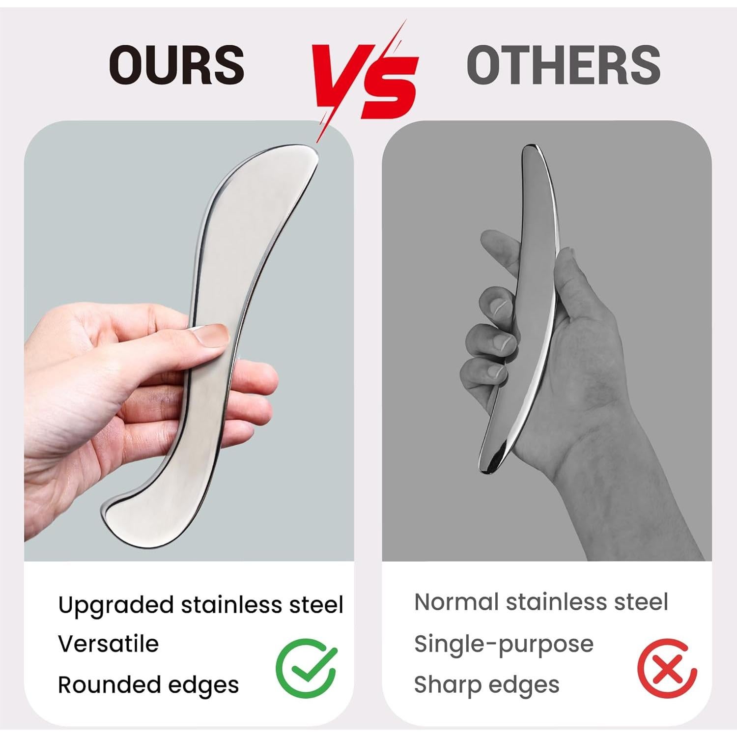 Herramienta de Gua Sha THLHKD de Acero Inoxidable 20cm