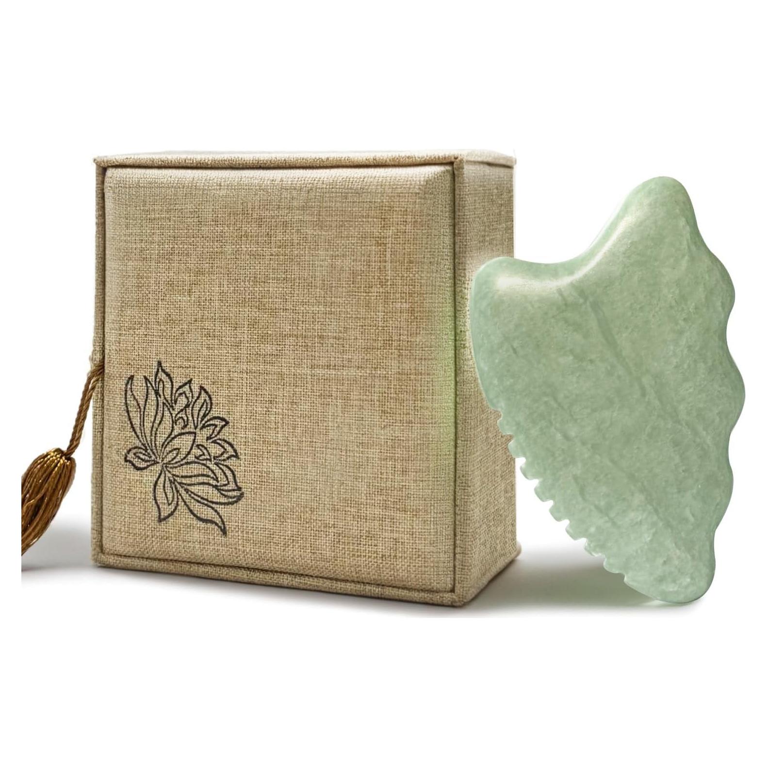 Herramienta Gua Sha de Jade WYGOAKG para Cuidado Facial 10.2x6.1 cm