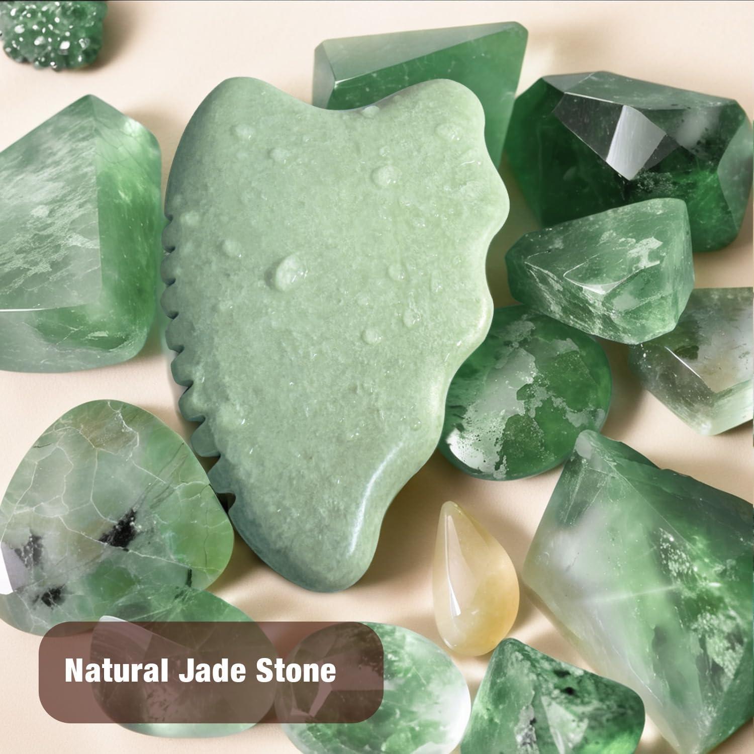 Herramienta Gua Sha de Jade WYGOAKG para Cuidado Facial 10.2x6.1 cm