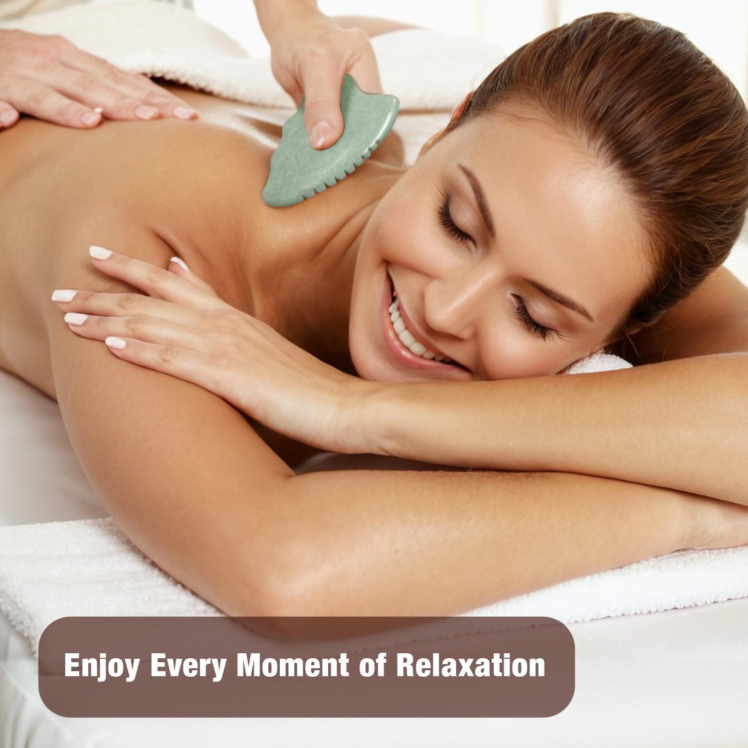 Herramienta Gua Sha de Jade WYGOAKG para Cuidado Facial 10.2x6.1 cm