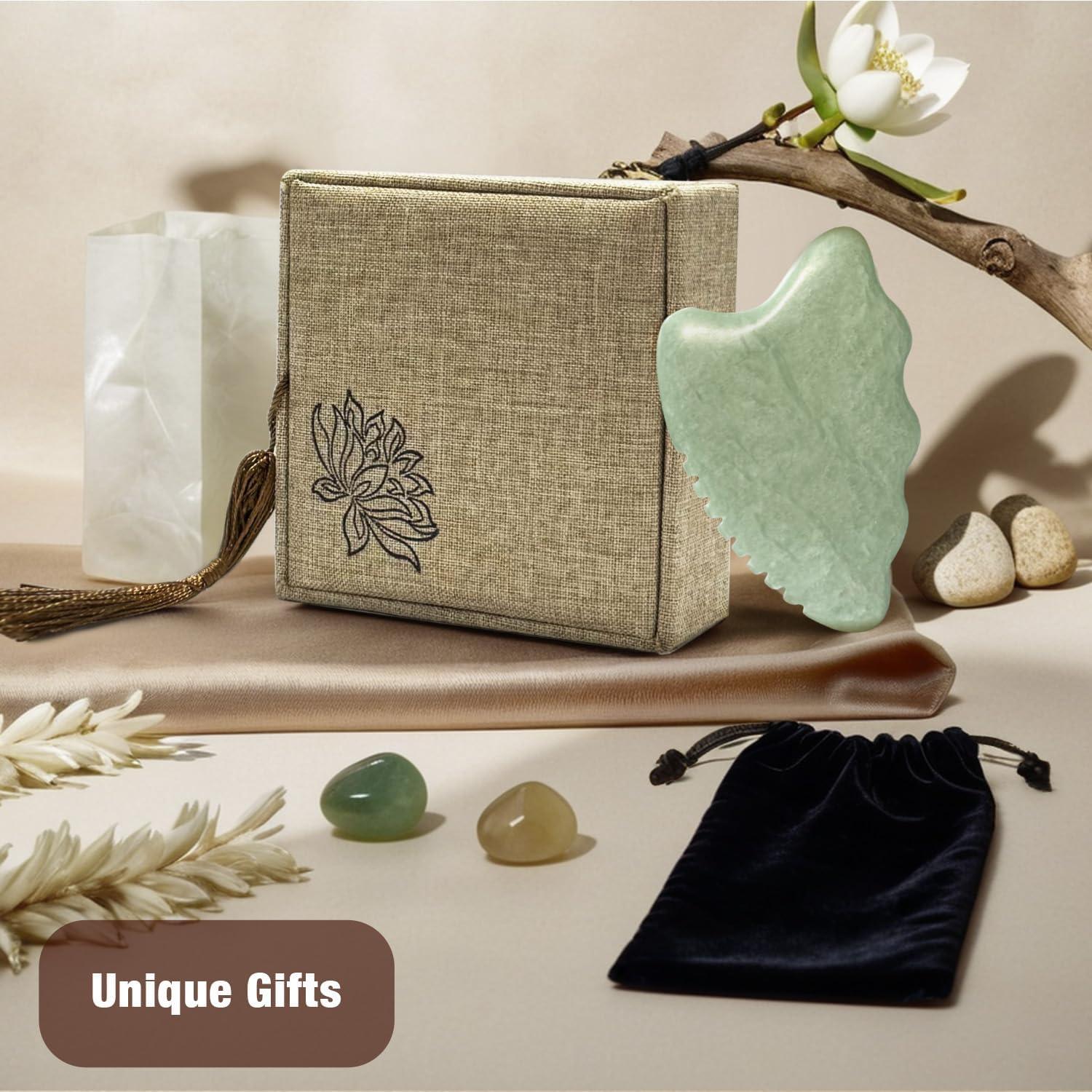 Herramienta Gua Sha de Jade WYGOAKG para Cuidado Facial 10.2x6.1 cm