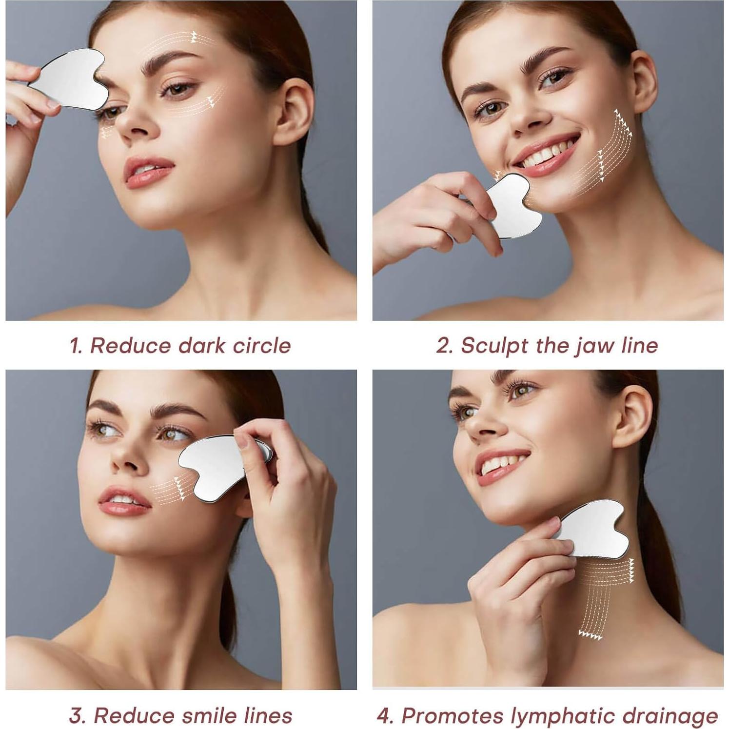 Herramienta Gua Sha Facial Uormsici Acero Inoxidable 304