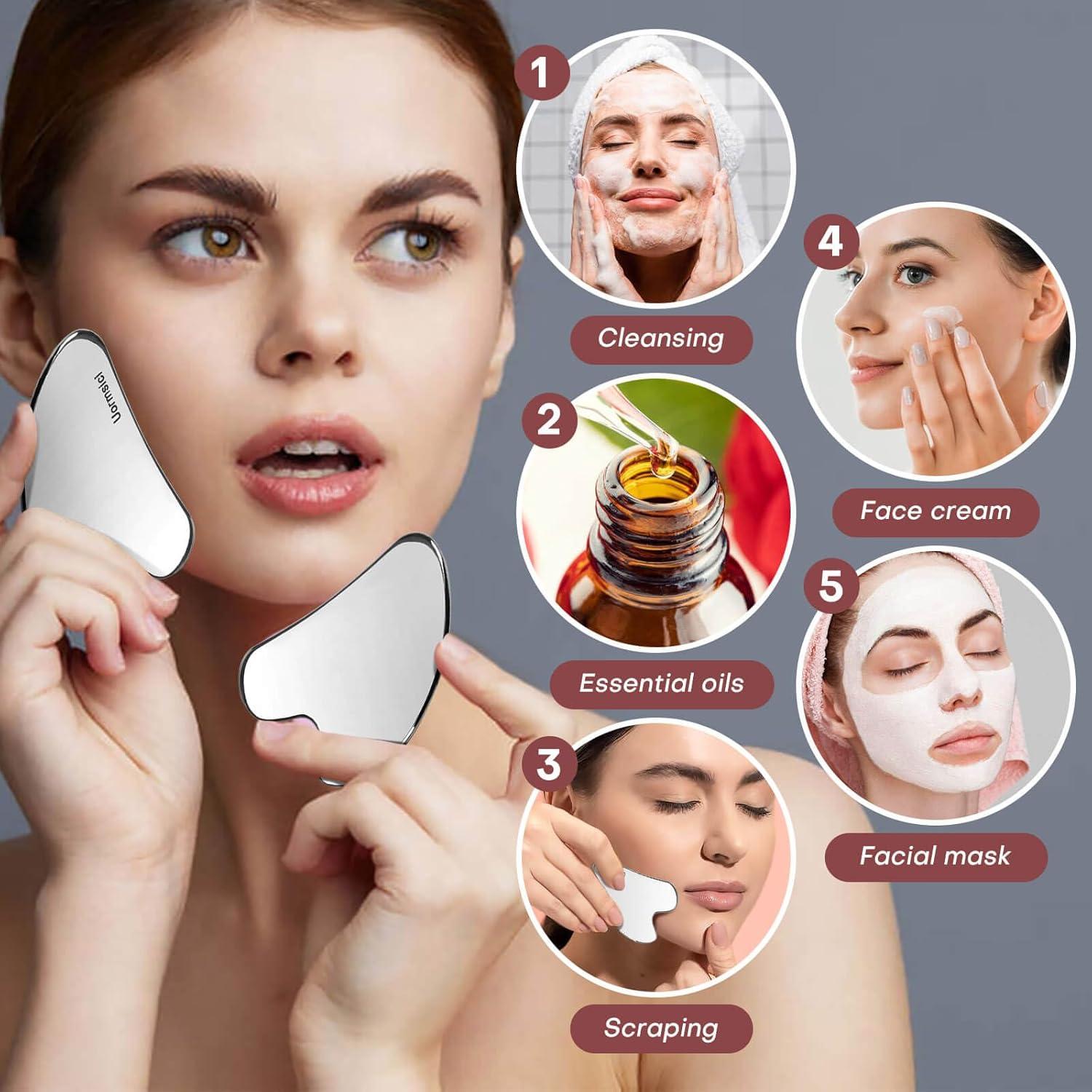Herramienta Gua Sha Facial Uormsici Acero Inoxidable 304