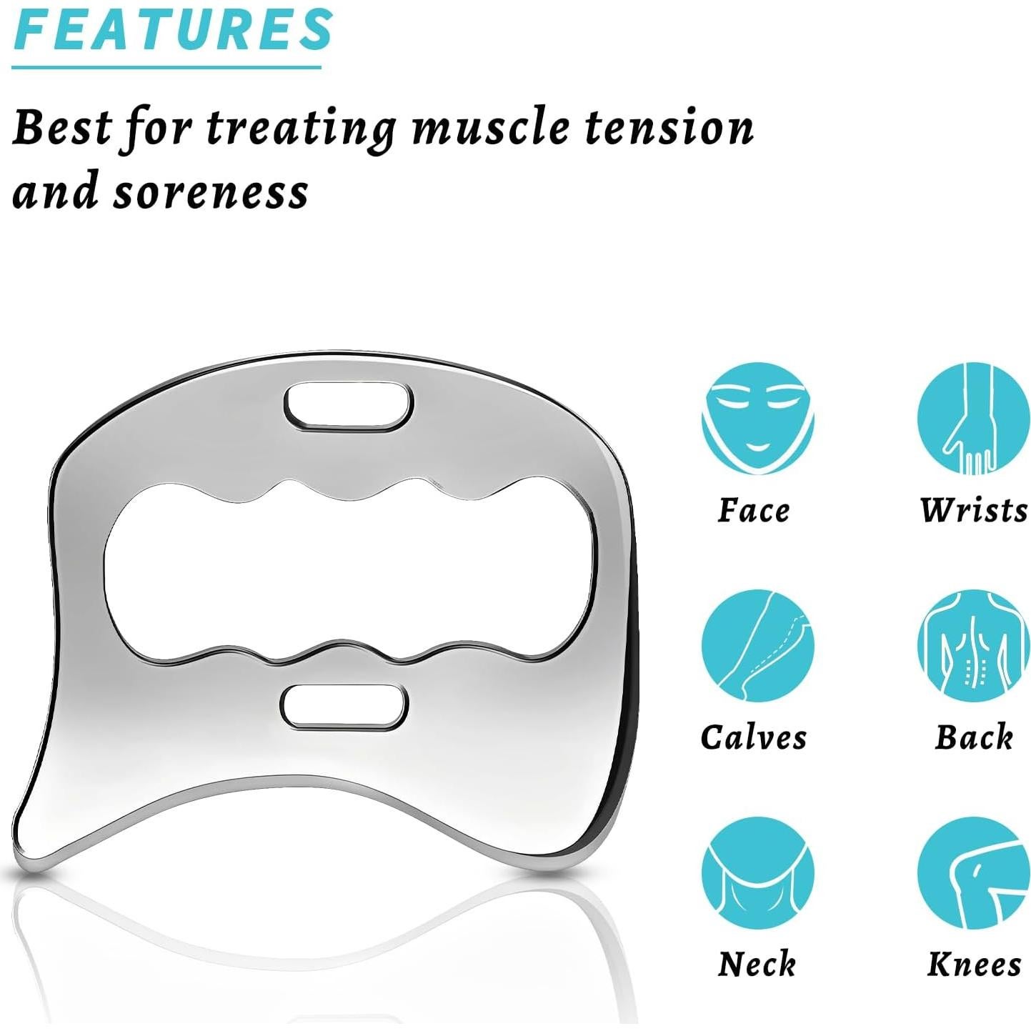 Herramienta Gua Sha de Acero Inoxidable 2 en 1 para Masaje