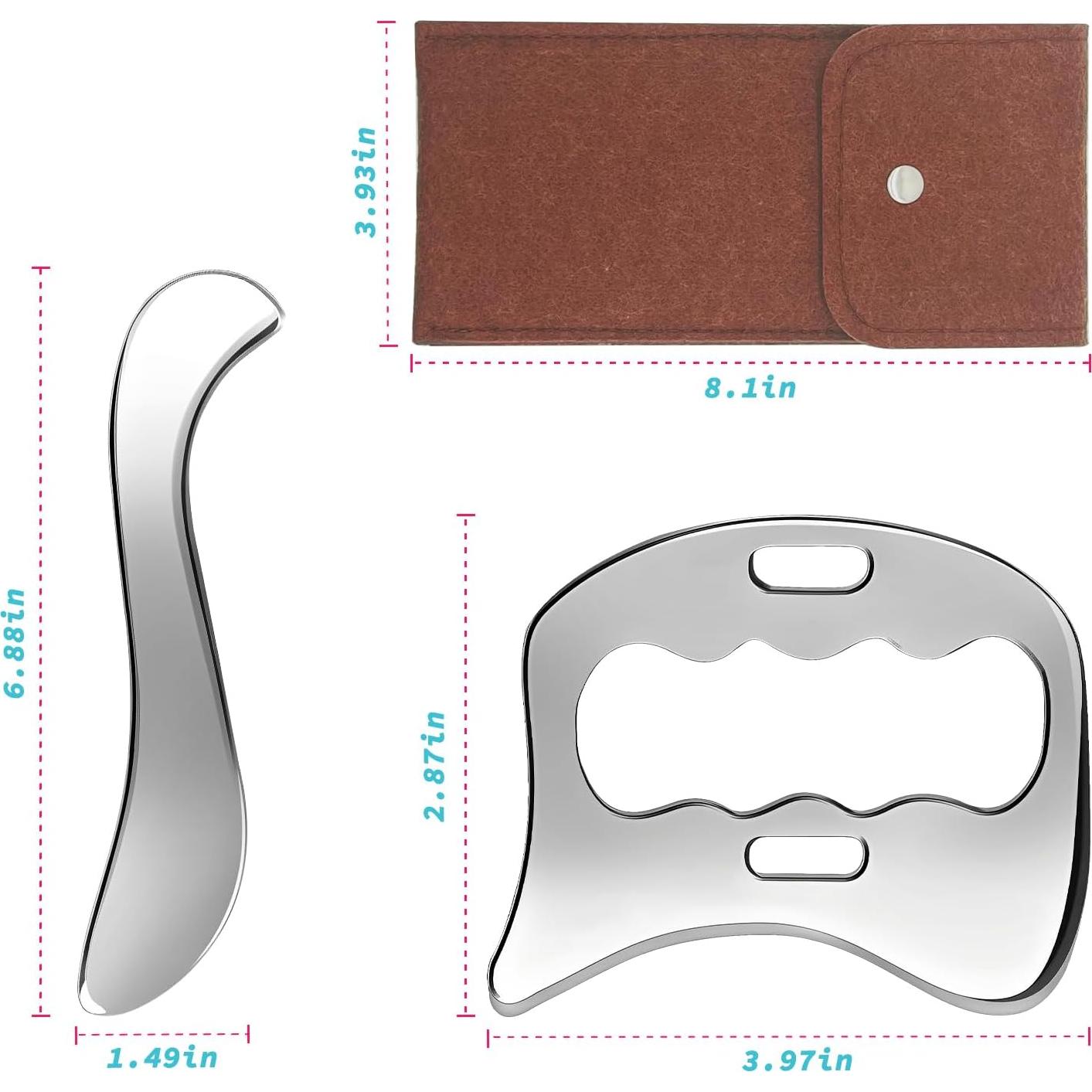 Herramienta Gua Sha de Acero Inoxidable 2 en 1 para Masaje