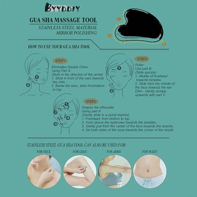 Herramienta Gua Sha Acero Inoxidable BYYDDIY 50.8x24.9cm