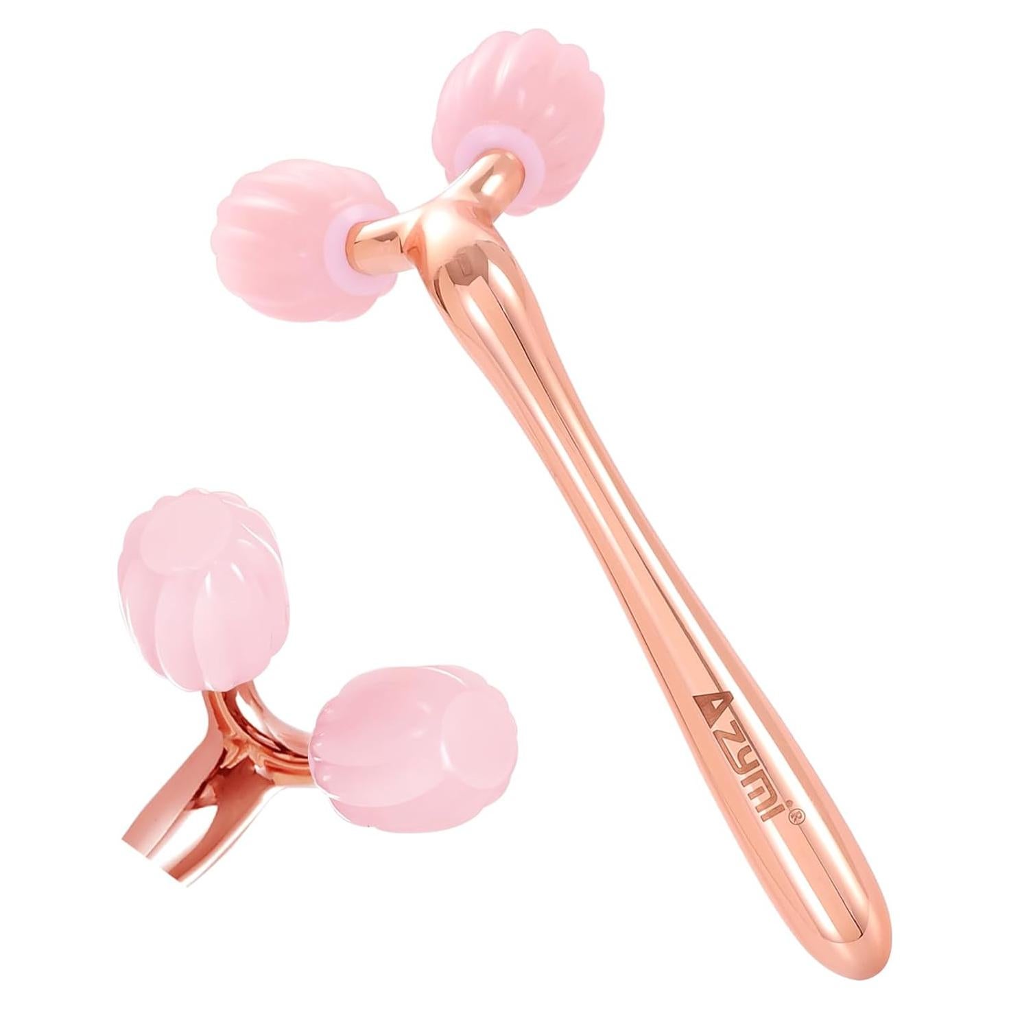 Rodillo Facial de Jade 3D Azymi con Agarre Dorado