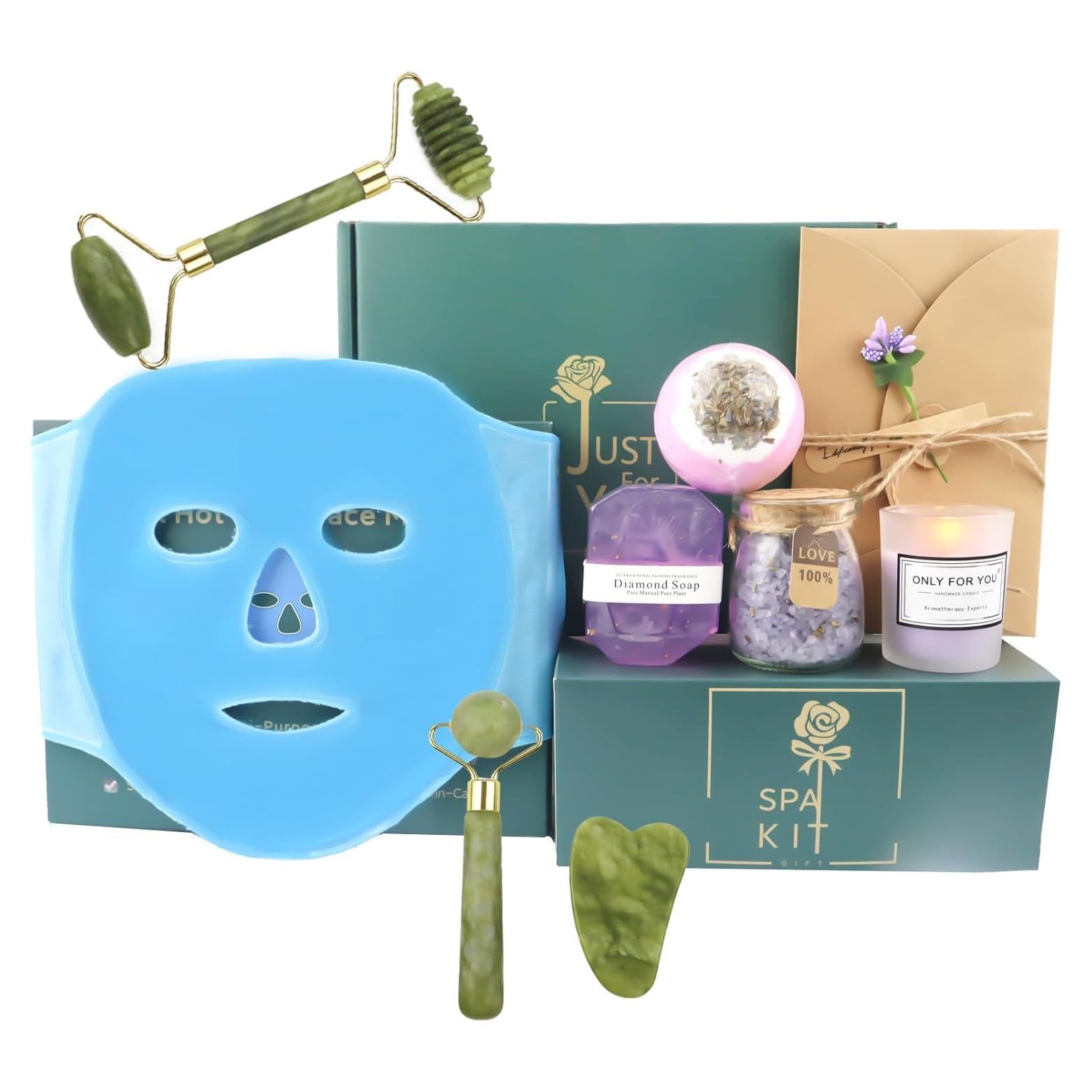 Cesta de Regalo de Cuidado de la Piel DAODER - Rodillo Jade y Más