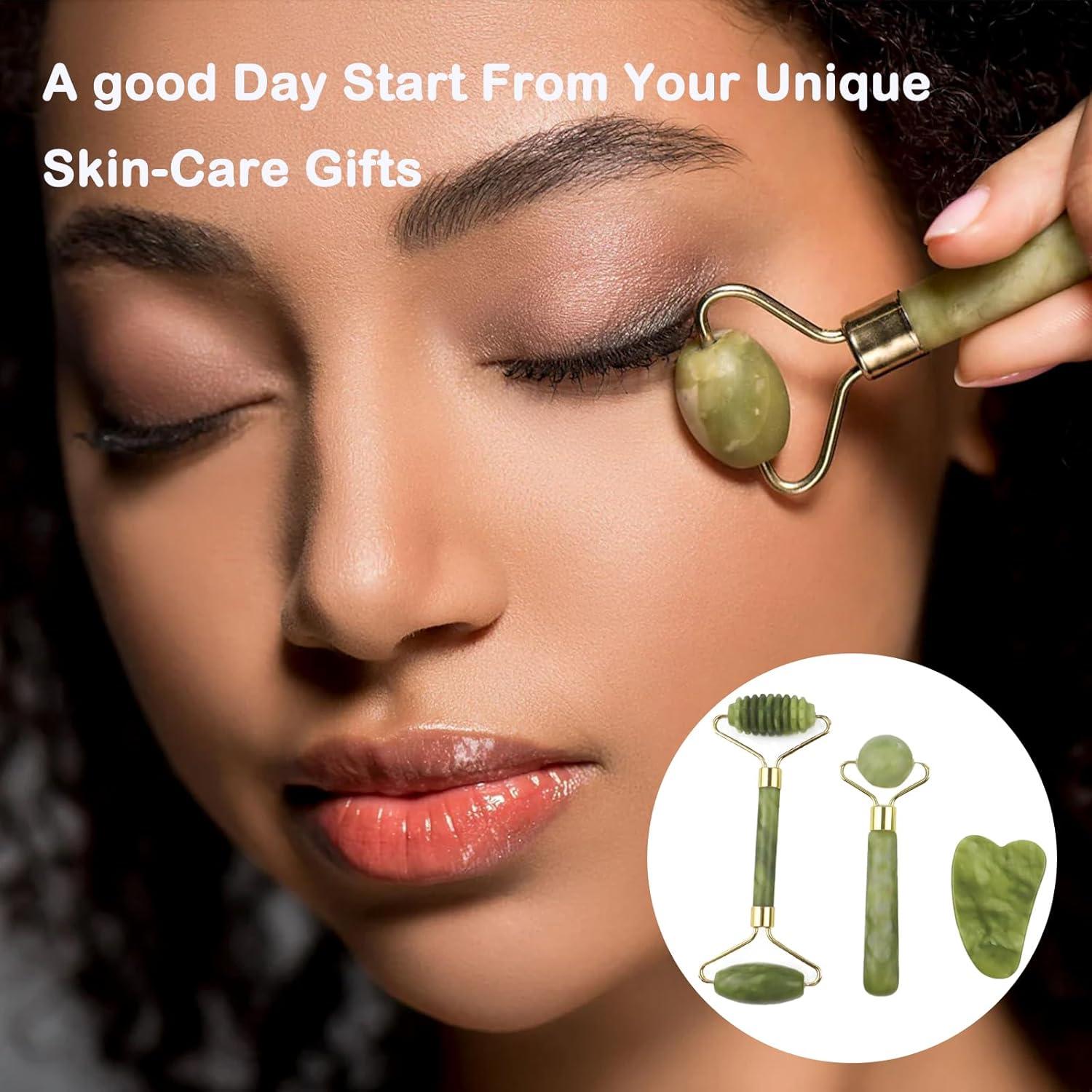 Cesta de Regalo de Cuidado de la Piel DAODER - Rodillo Jade y Más