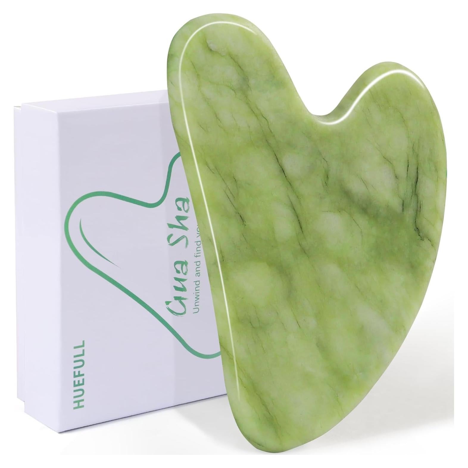 Herramienta Gua Sha Facial Huefull Jade Natural Verde 8cm