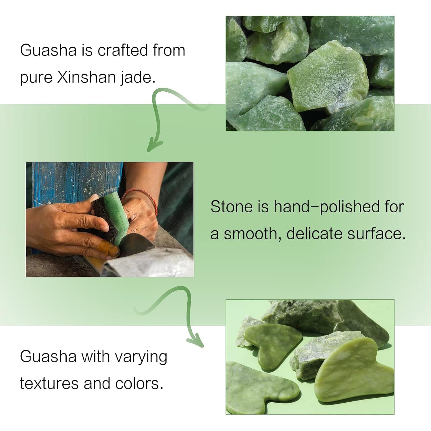 Herramienta Gua Sha Facial Huefull Jade Natural Verde 8cm