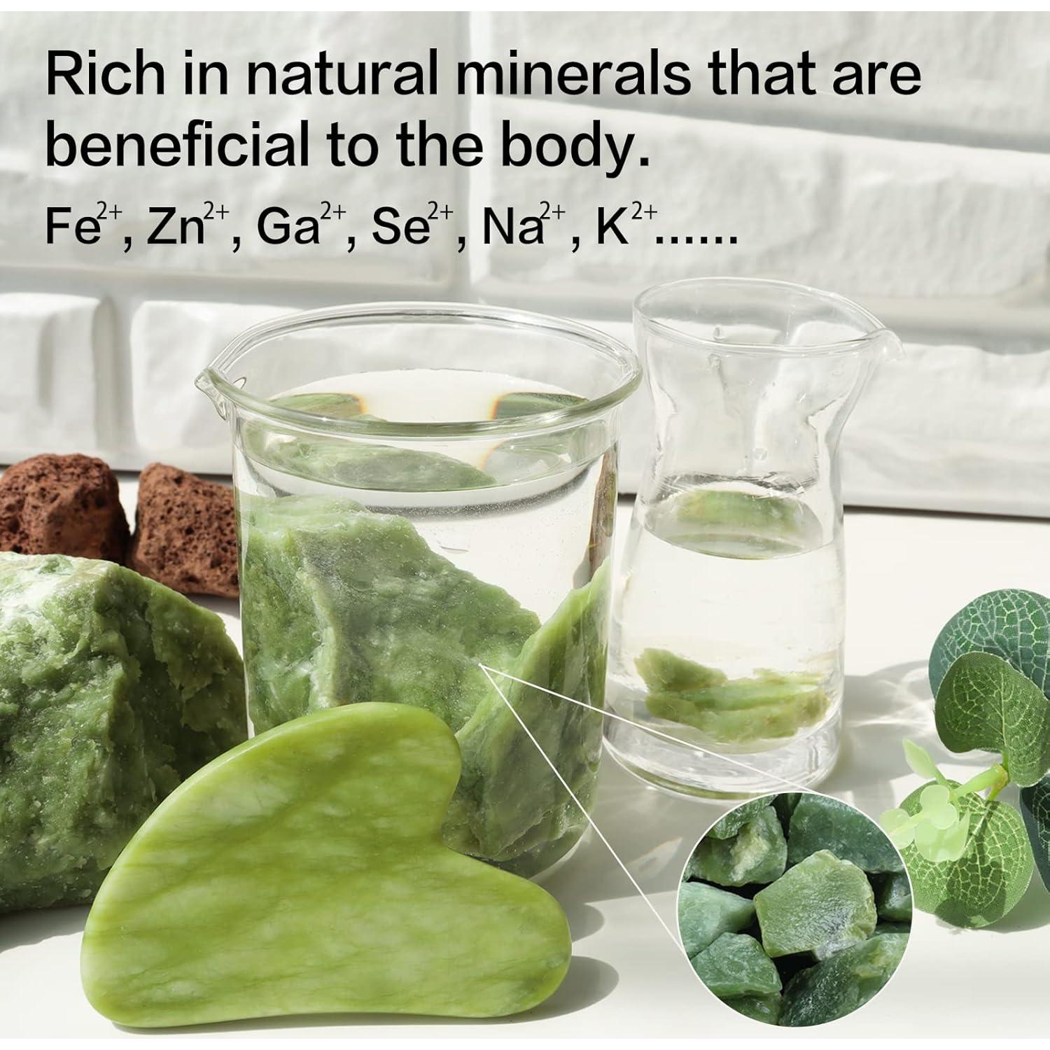 Herramienta Gua Sha Facial Huefull Jade Natural Verde 8cm