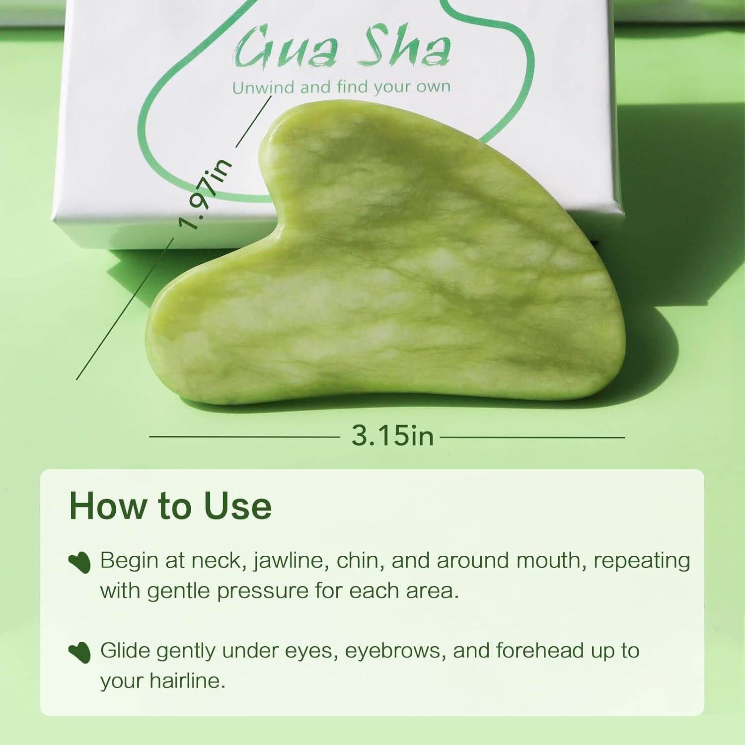 Herramienta Gua Sha Facial Huefull Jade Natural Verde 8cm