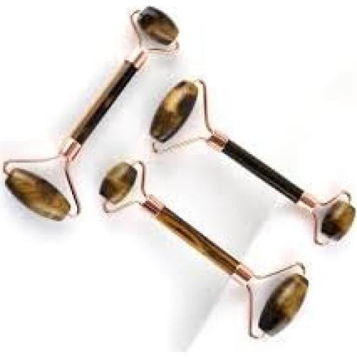 Rodillo de Masaje Facial y Gua Sha Ojo de Tigre - YAM Crystals
