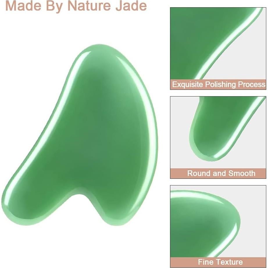 Herramienta de Masaje Gua Sha URAQT Jade Natural 2 Pcs