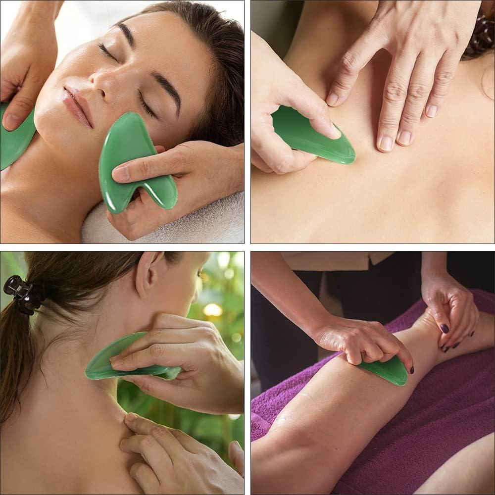 Herramienta de Masaje Gua Sha URAQT Jade Natural 2 Pcs