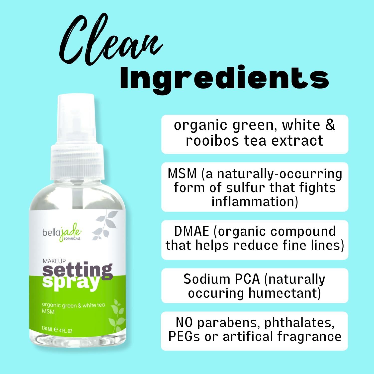 Spray Fijador de Maquillaje Bella Jade 118 ml - Acabado Brillante