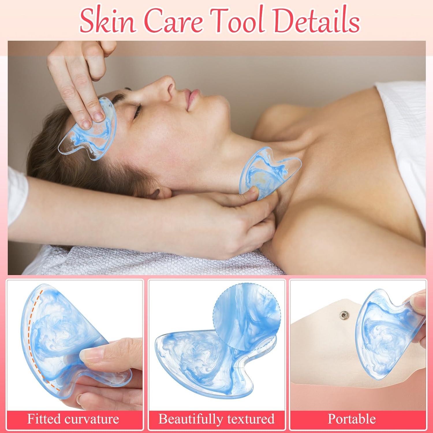 Set 12 Herramientas Gua Sha Faciales Sherr Resina Corazón