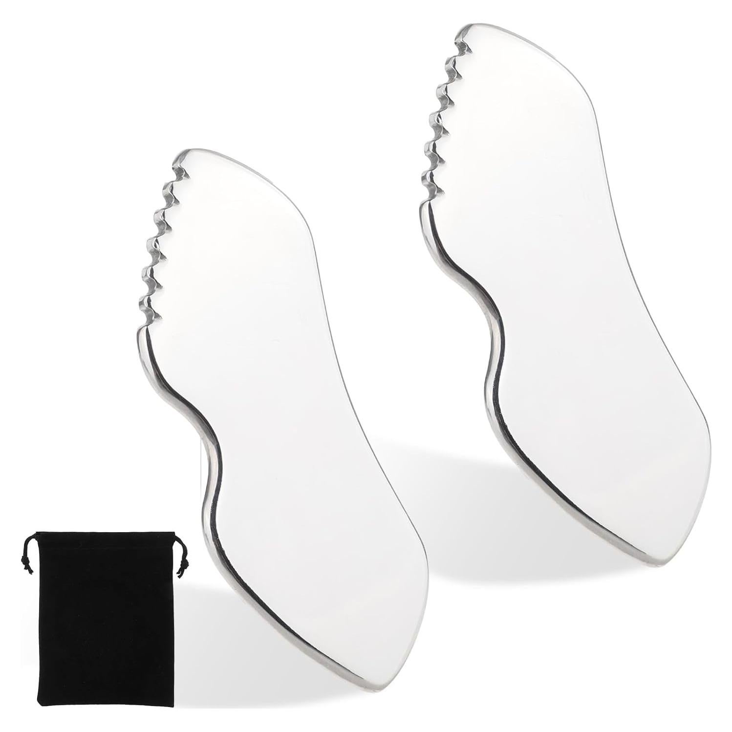 Herramientas Faciales Gua Sha Acero Inoxidable Molain 2 Pcs